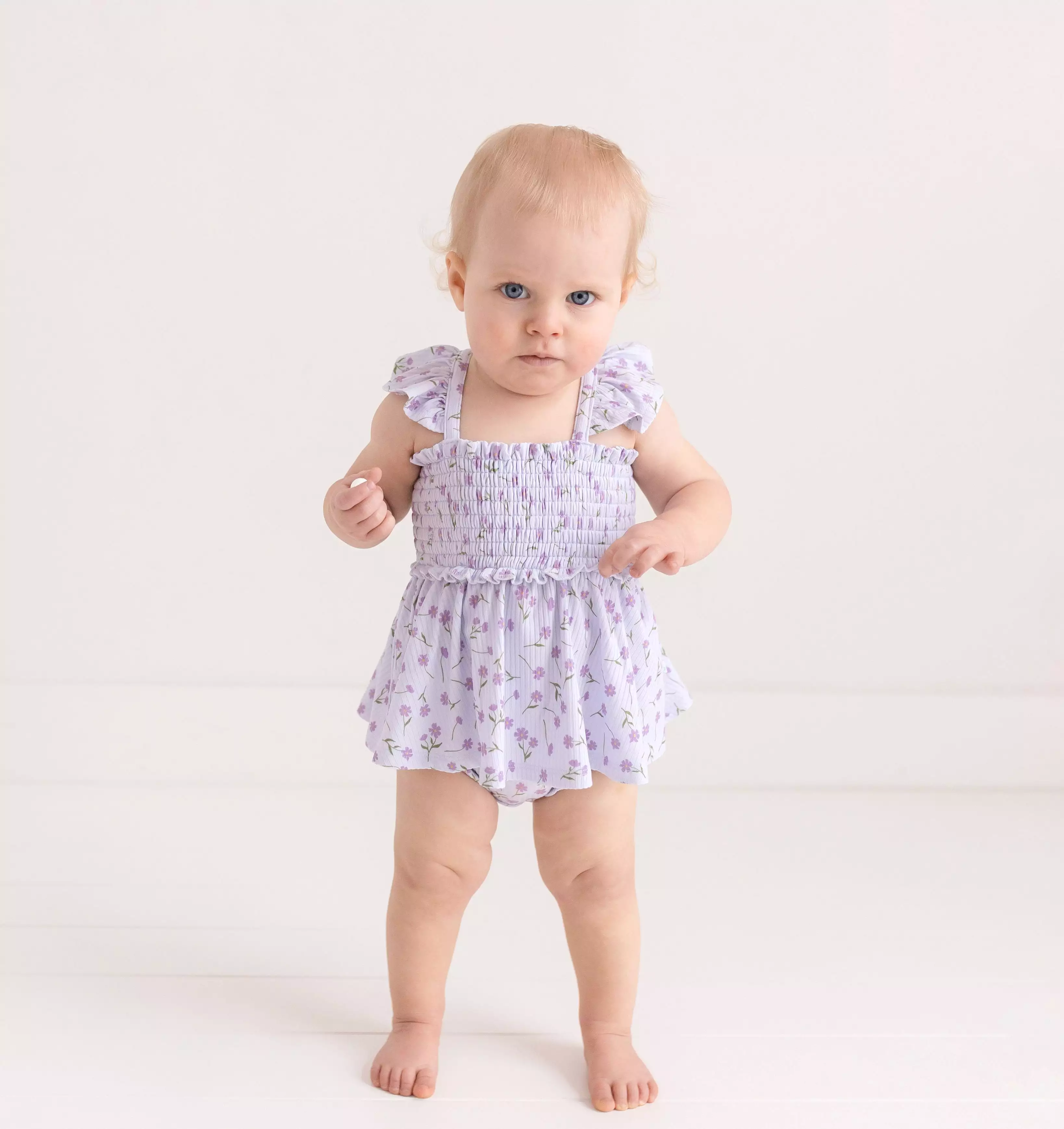 Posh Peanut - Jeanette - Smocked Flutter Sleeve Babydoll & Bloomer Set