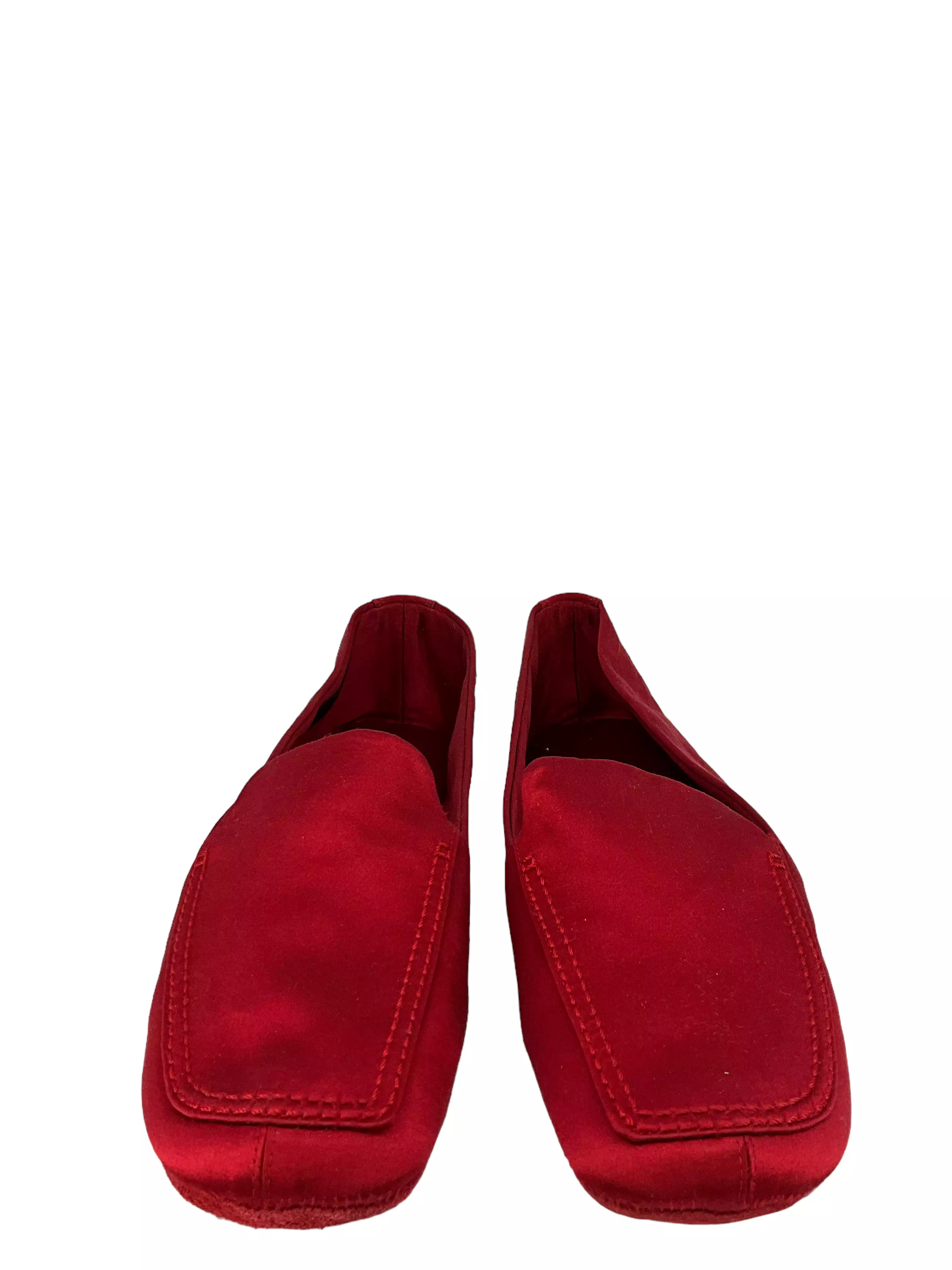 Prada Red Satin Flats With Matching Travel Bag Size 10