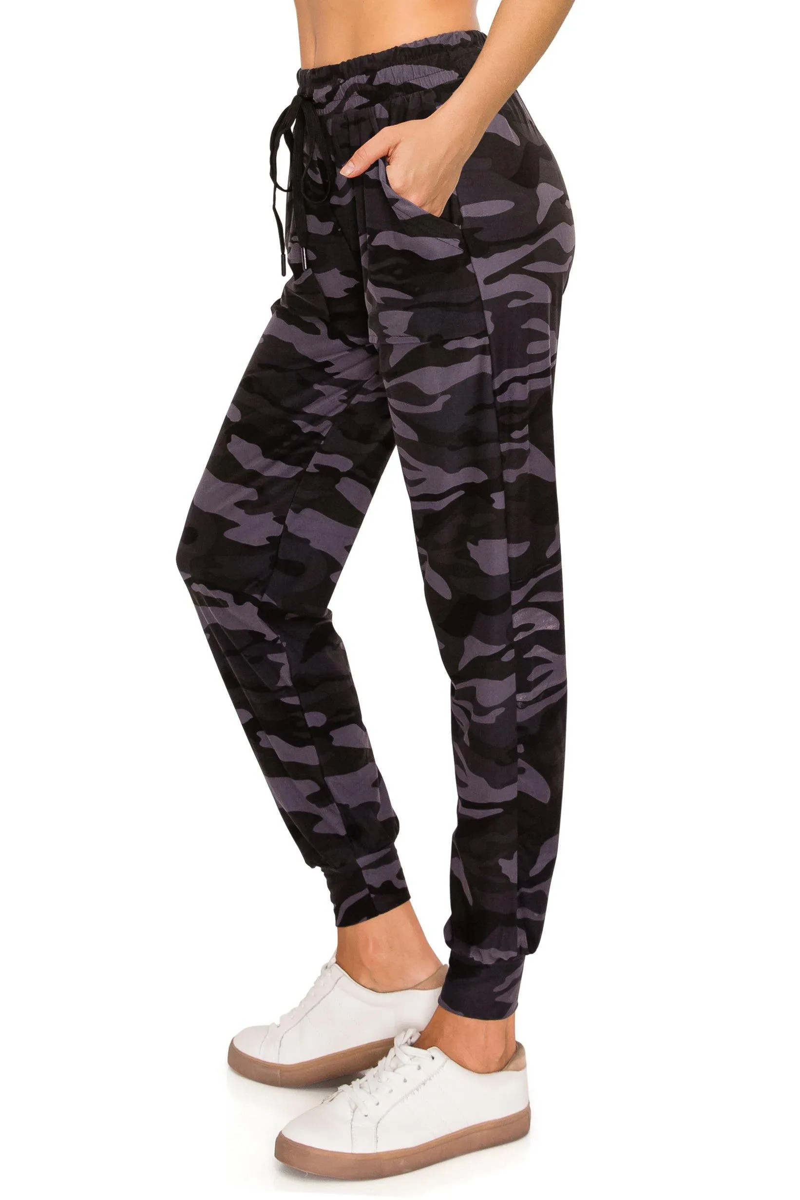 Print Design Jogger Pants - Super Skinny Fit Lightweight Premium Soft Stretch Drawstrings Pockets Jogger