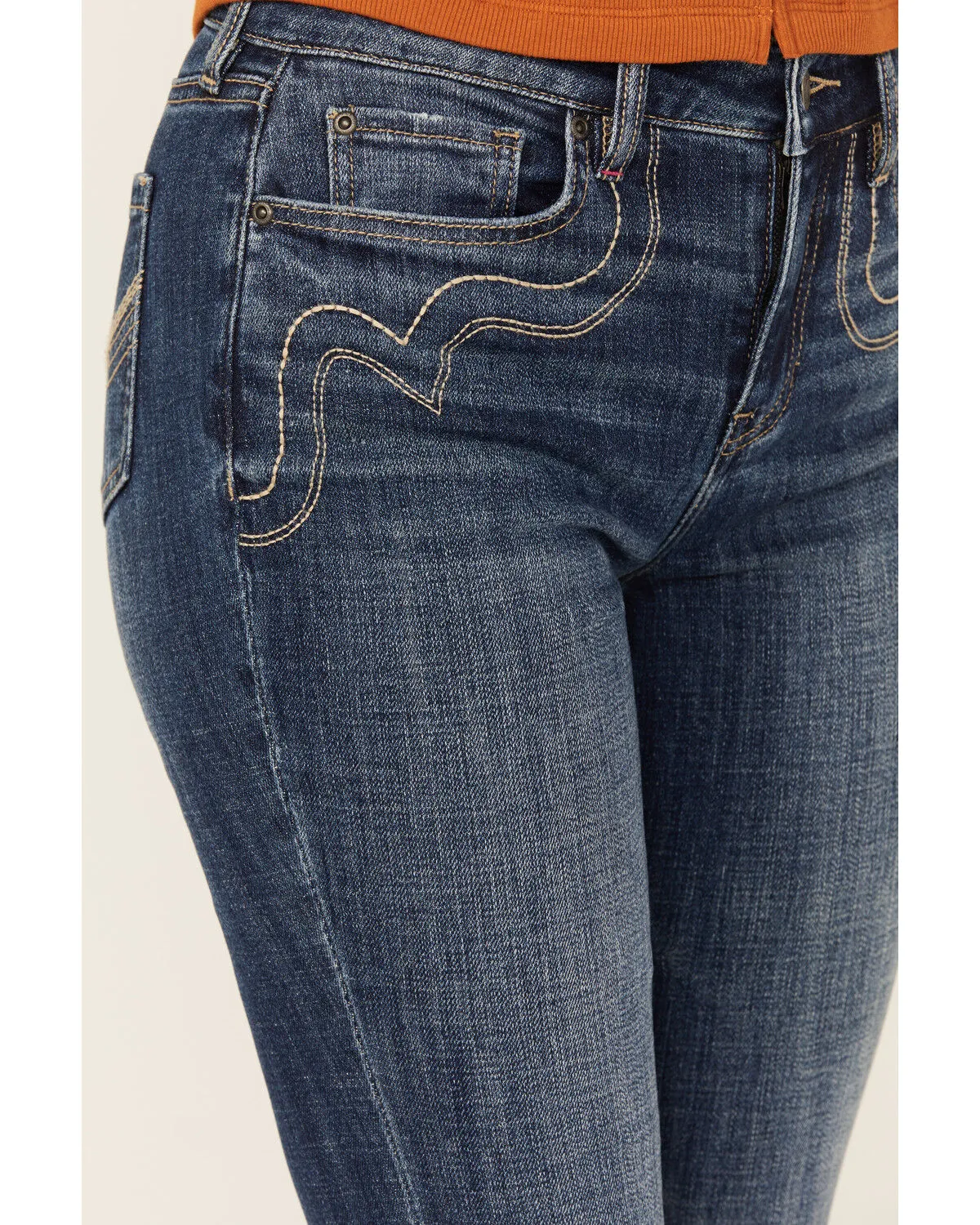 Product Name:  Idyllwind Women's Vistaview Medium Wash Embroidered Flare Stretch Denim Jeans