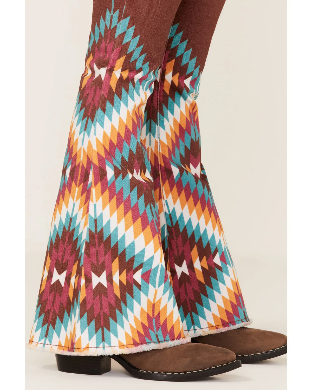 Product Name:  Ranch Dress'n Girls' Dakota Southwestern Print Mid Rise Super Flare Jeans