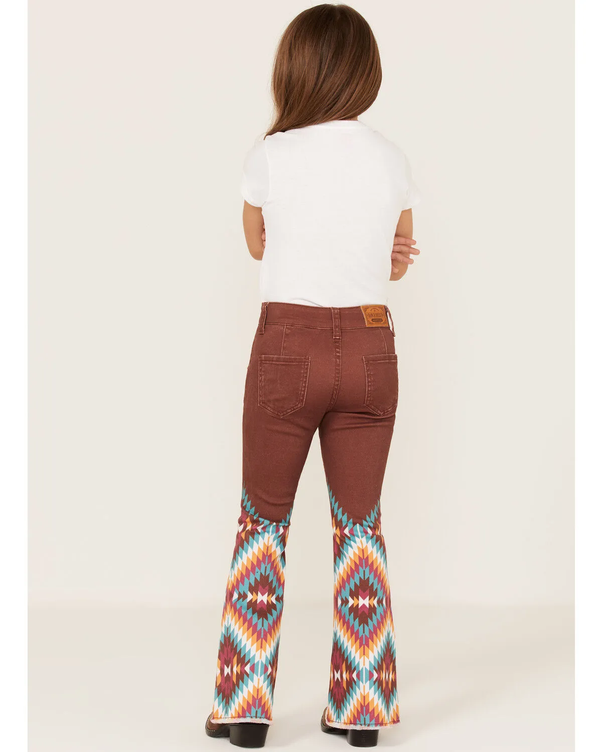 Product Name:  Ranch Dress'n Girls' Dakota Southwestern Print Mid Rise Super Flare Jeans