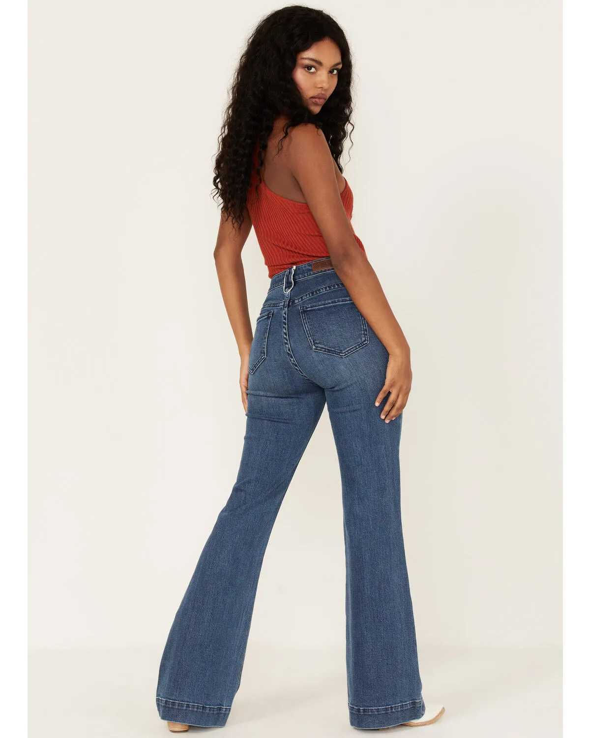 Product Name:  Rock & Roll Denim Women's Medium Wash High Rise Trouser Flare Jeans