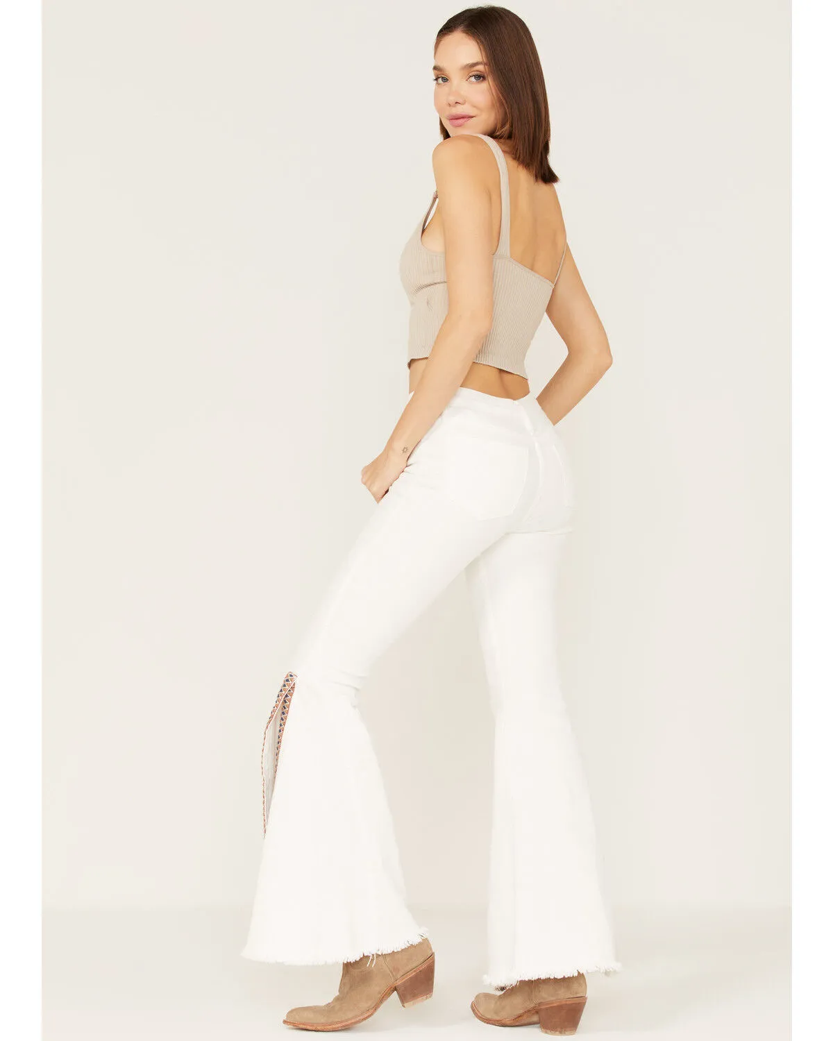 Product Name:  Saints & Hearts Women's High Rise Embroidered Slit Flare Jeans