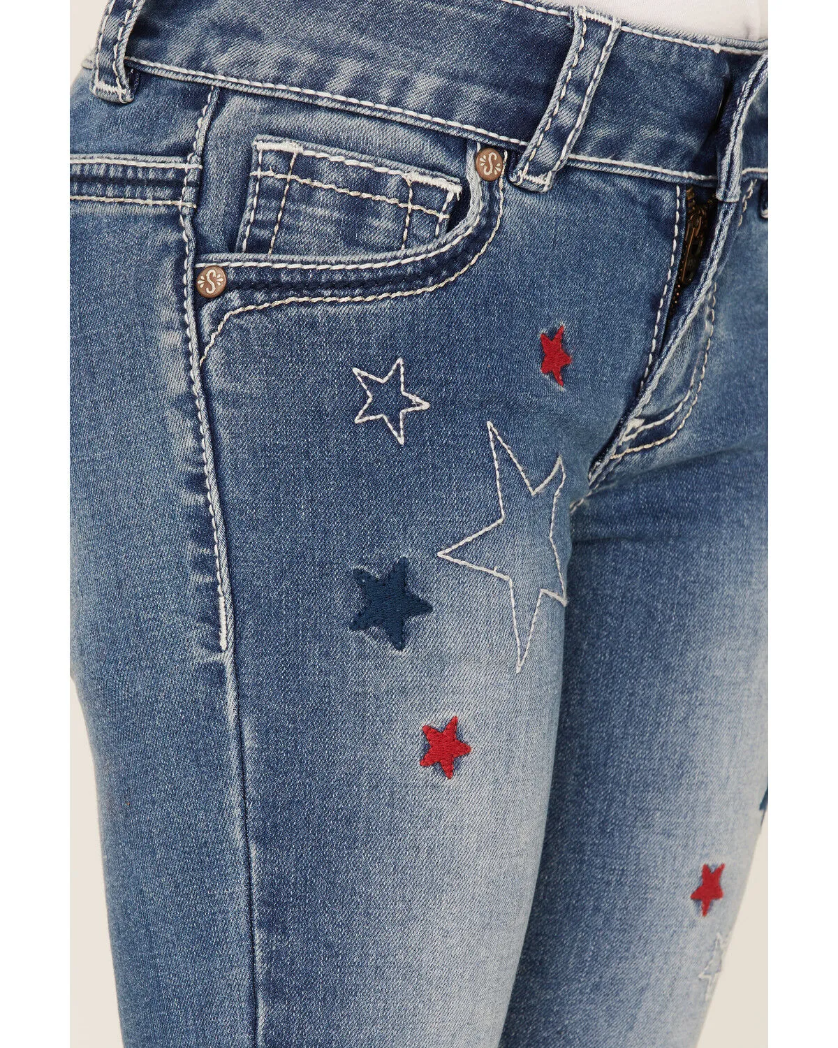 Product Name:  Shyanne Little Girls' Light Wash Americana Star Flare Jeans