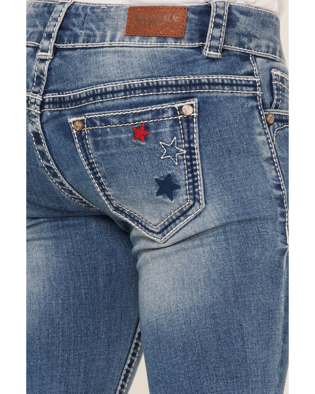 Product Name:  Shyanne Little Girls' Light Wash Americana Star Flare Jeans