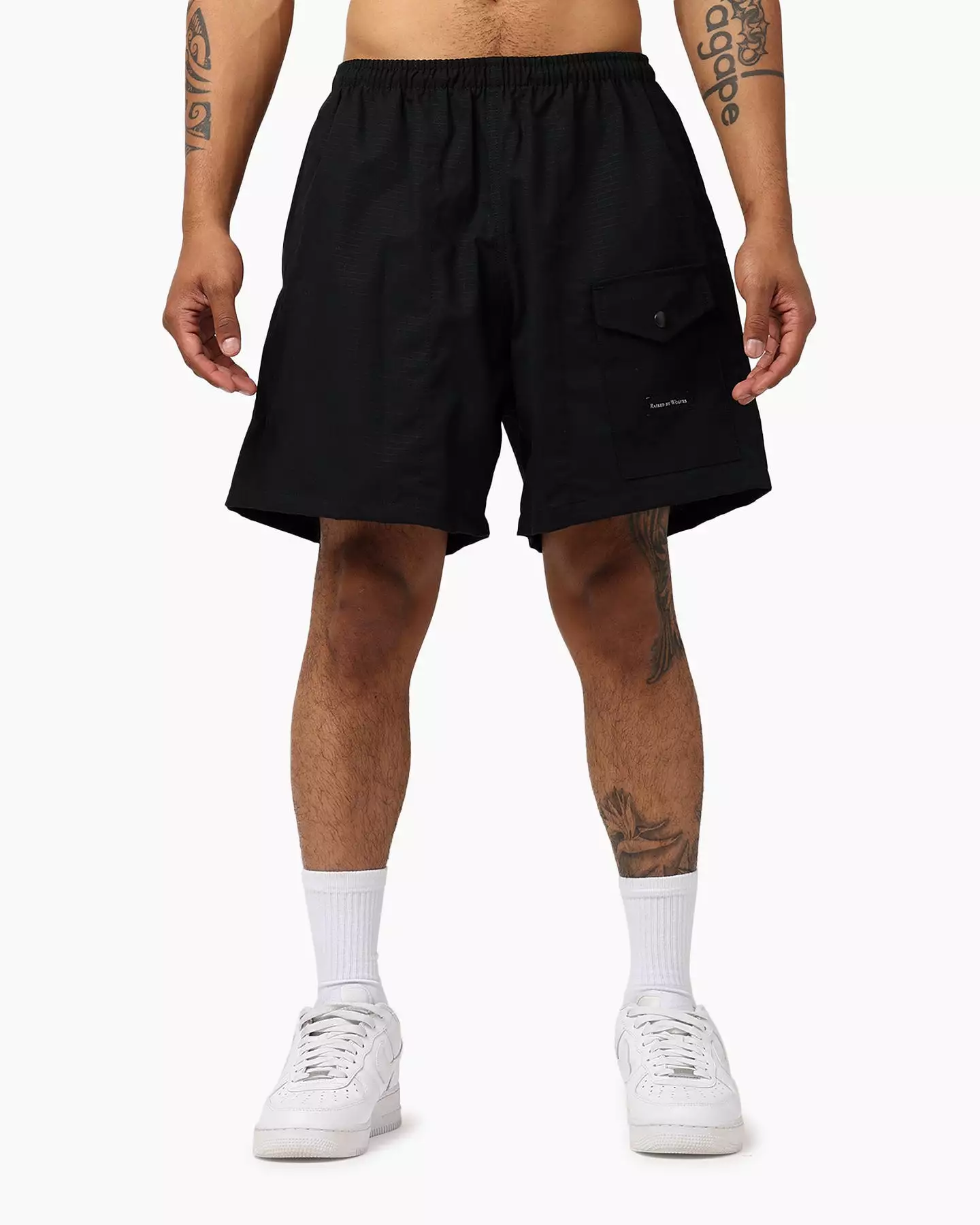 Raised By Wolves Barbarian Ripstop Camp Shorts Black