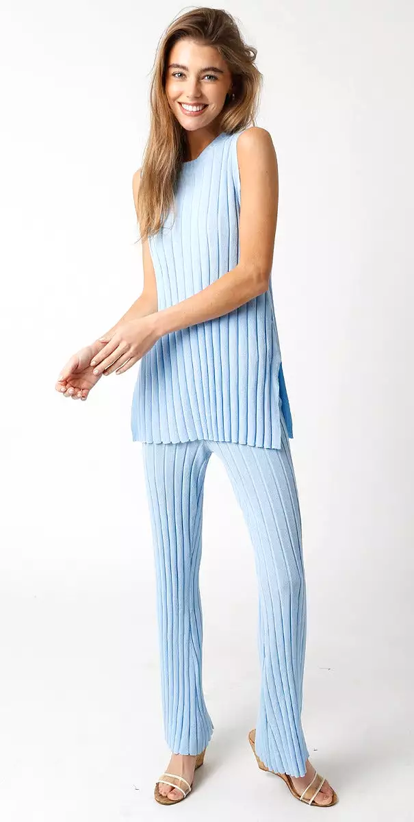 Ribbed Top in Sky Blue