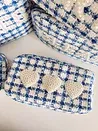 Royal Blue Plaid Medium - White Hearts