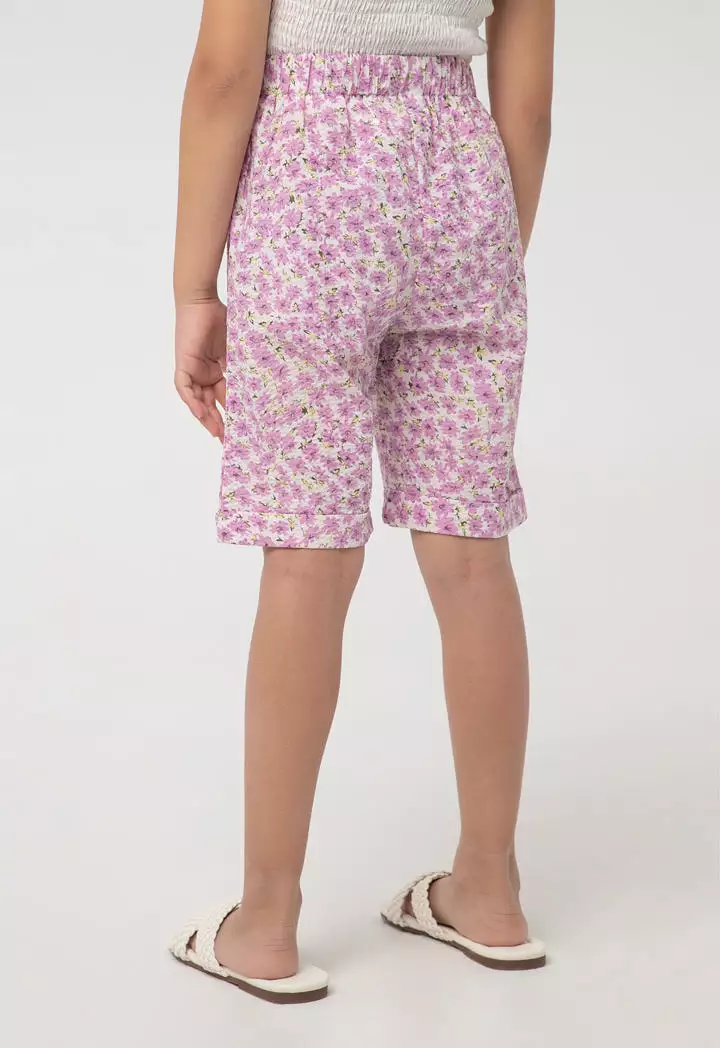 Ruffle Seersucker Printed Hoodie And Shorts Set