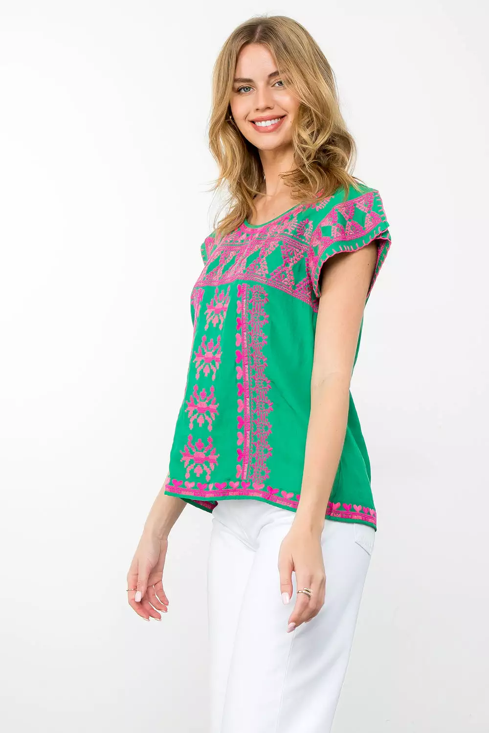 Short Sleeve Embroidered Top