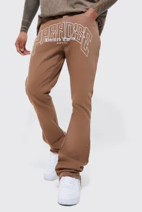 Slim Rigid Flare Panel Slogan Print Jeans | boohooMAN UK