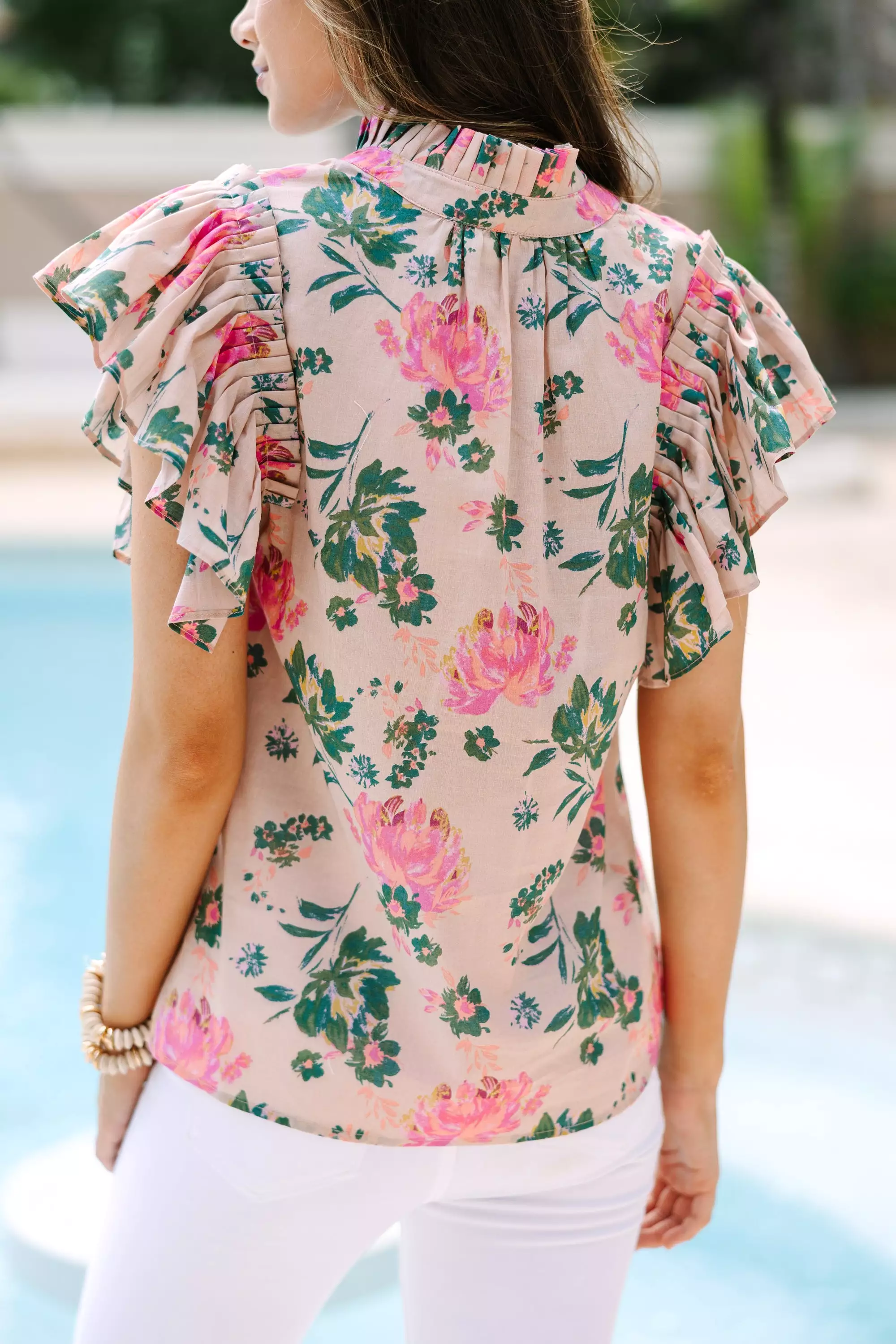 Something To Talk About Peach Pink Floral Blouse