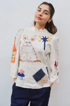 Stella Nova Embroidered Circus Ivory Blouse