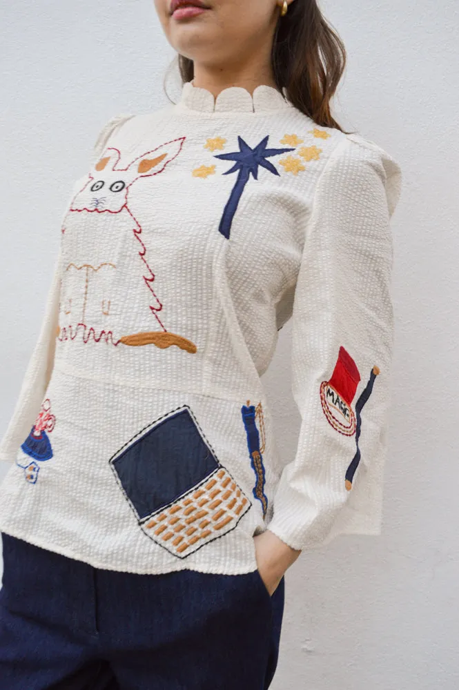 Stella Nova Embroidered Circus Ivory Blouse