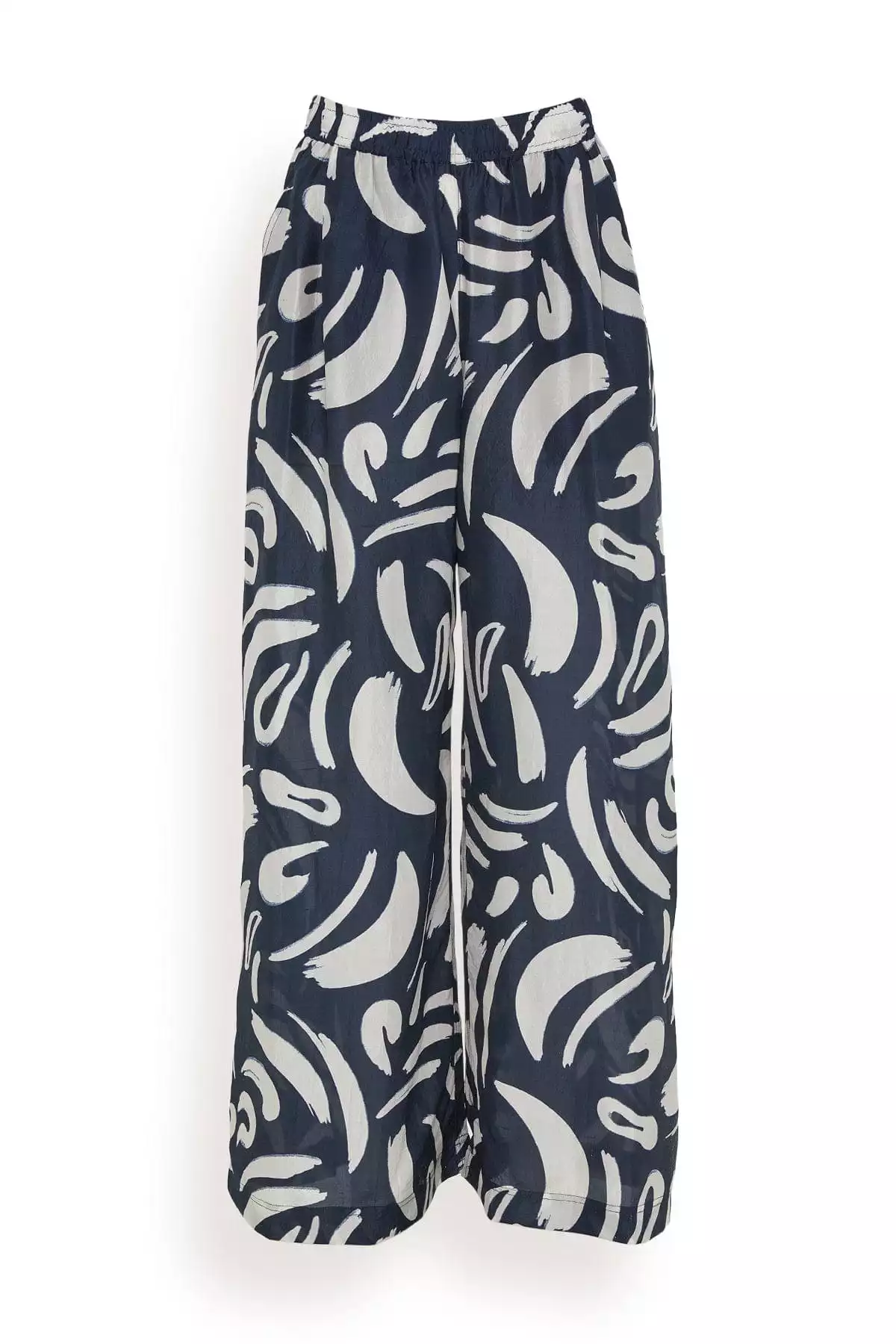 Suerte Wide Leg Pant in Navy Abstract Brushes