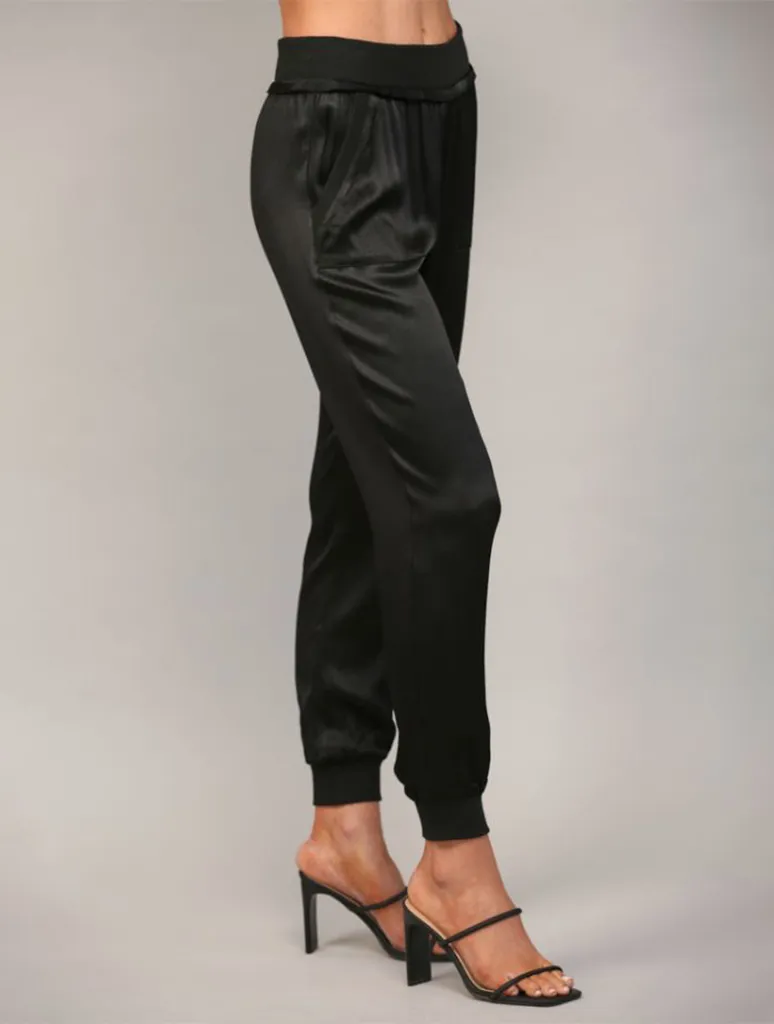 Textured Satin Jogger Pants