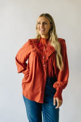 The Albus Embroidered Blouse in Rust