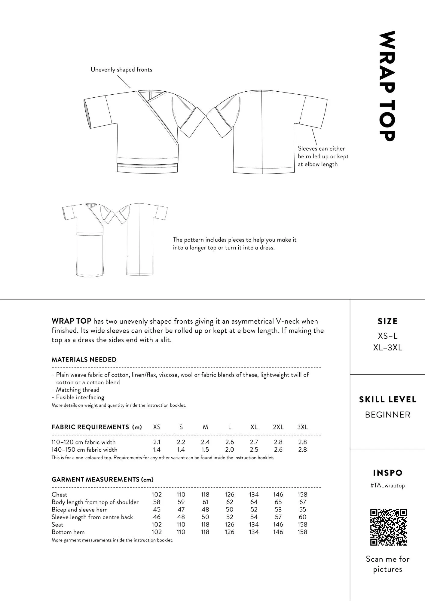 The ASSEMBLY LINE  Wrap Top Sewing Pattern (XL - 3XL)