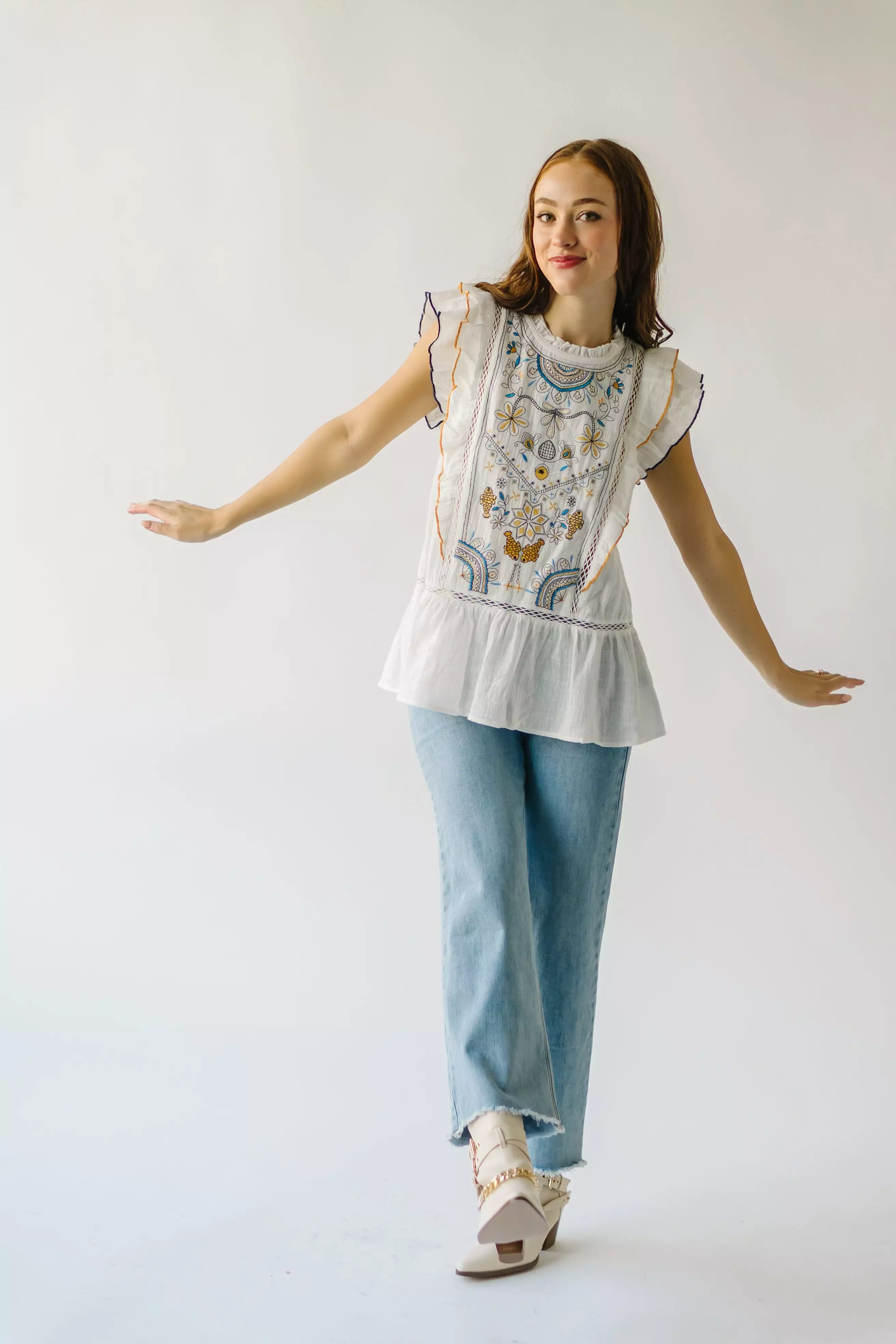 The Kimmell Embroidered Blouse in White