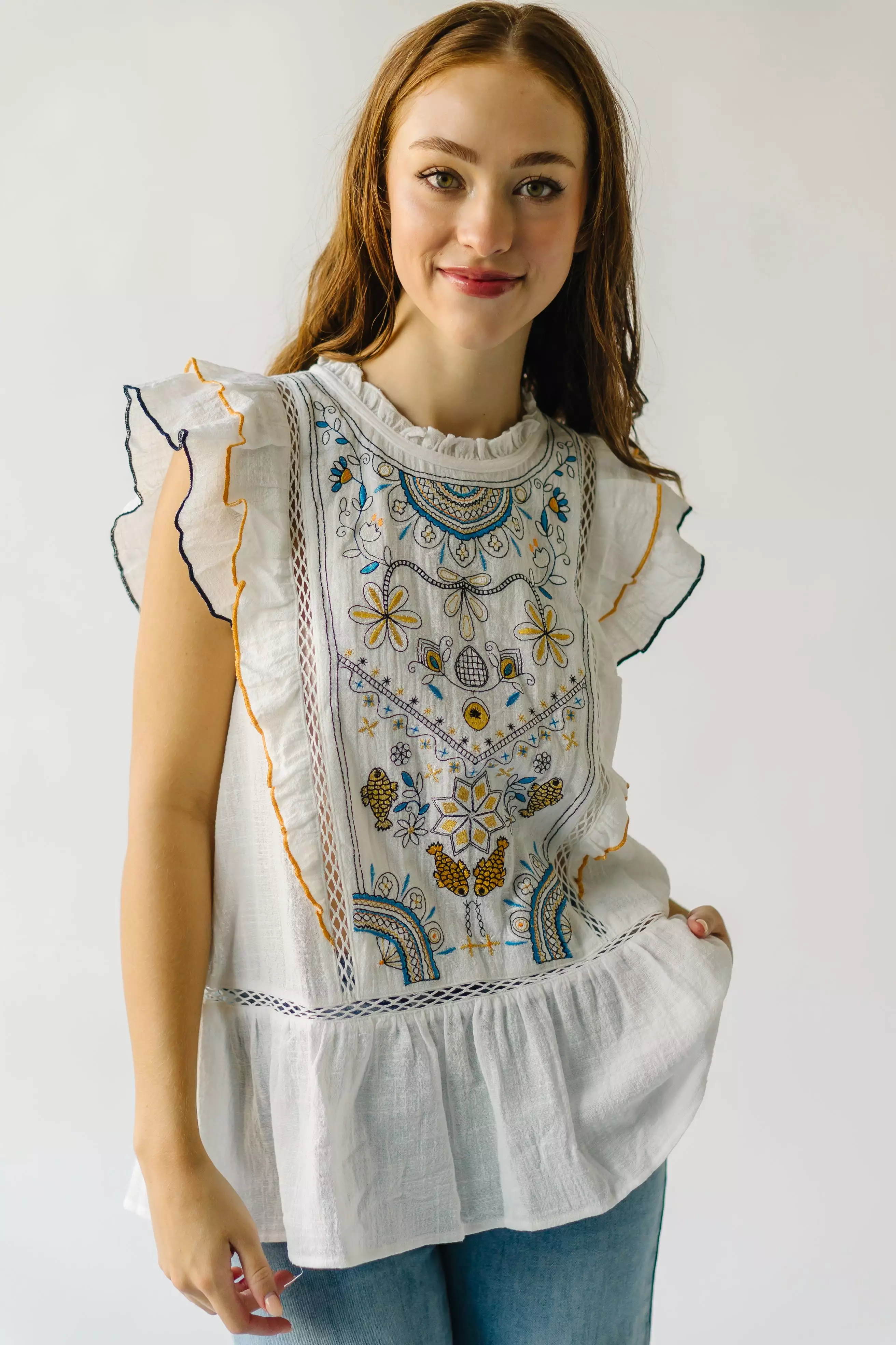 The Kimmell Embroidered Blouse in White