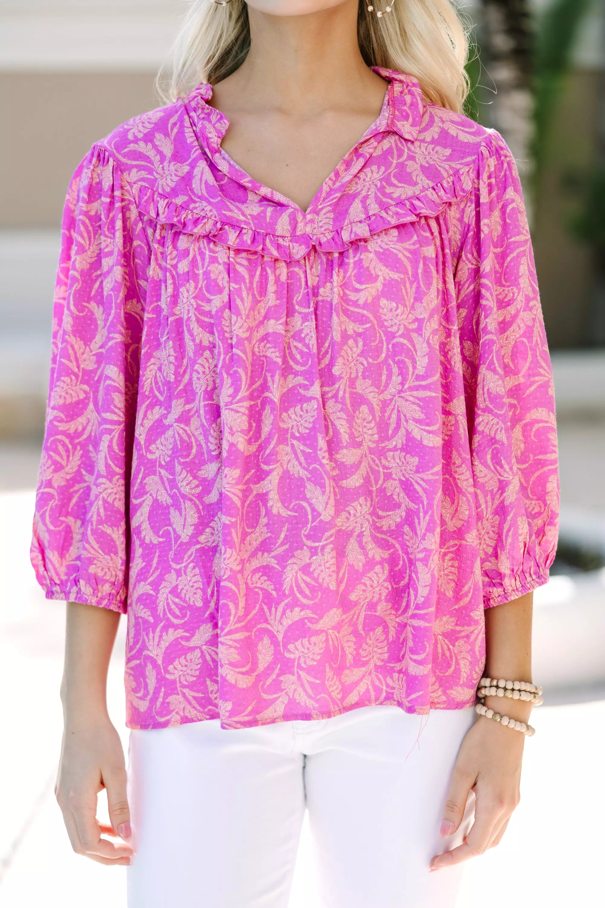 Time To Go Pink Floral Blouse