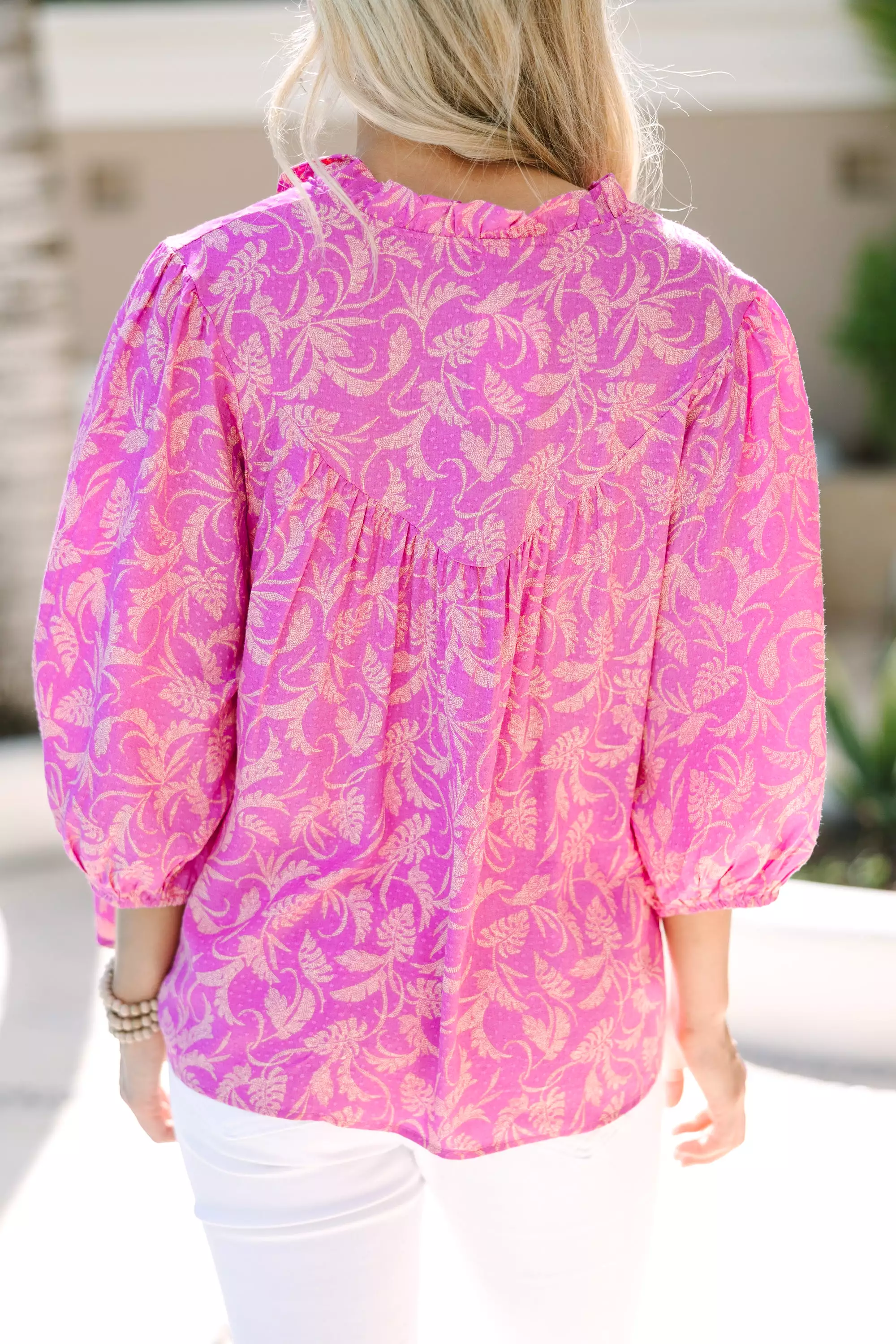 Time To Go Pink Floral Blouse