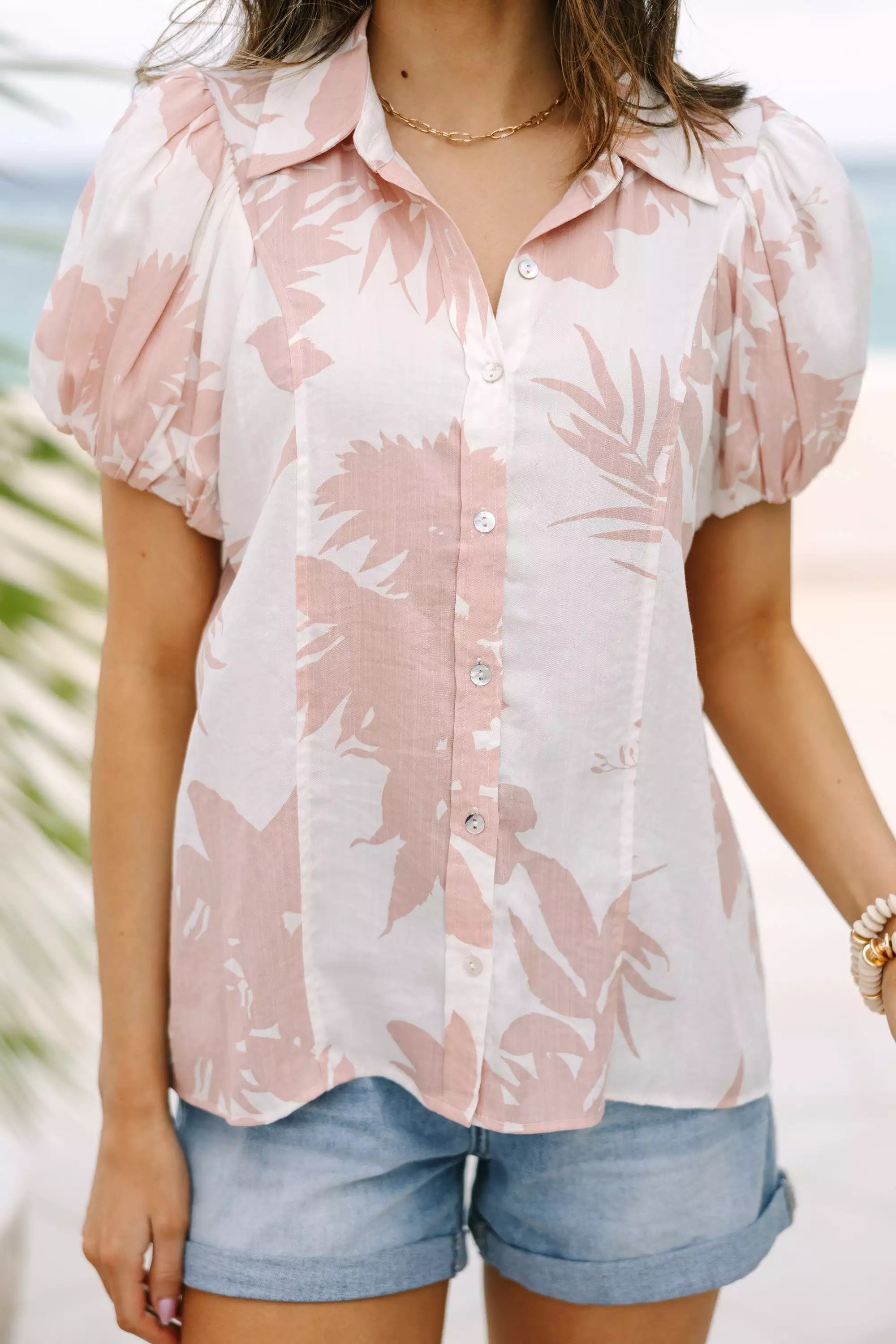 True Colors Blush Pink Floral Blouse