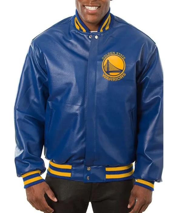 Varsity Golden State Warriors Royal Blue Leather Jacket