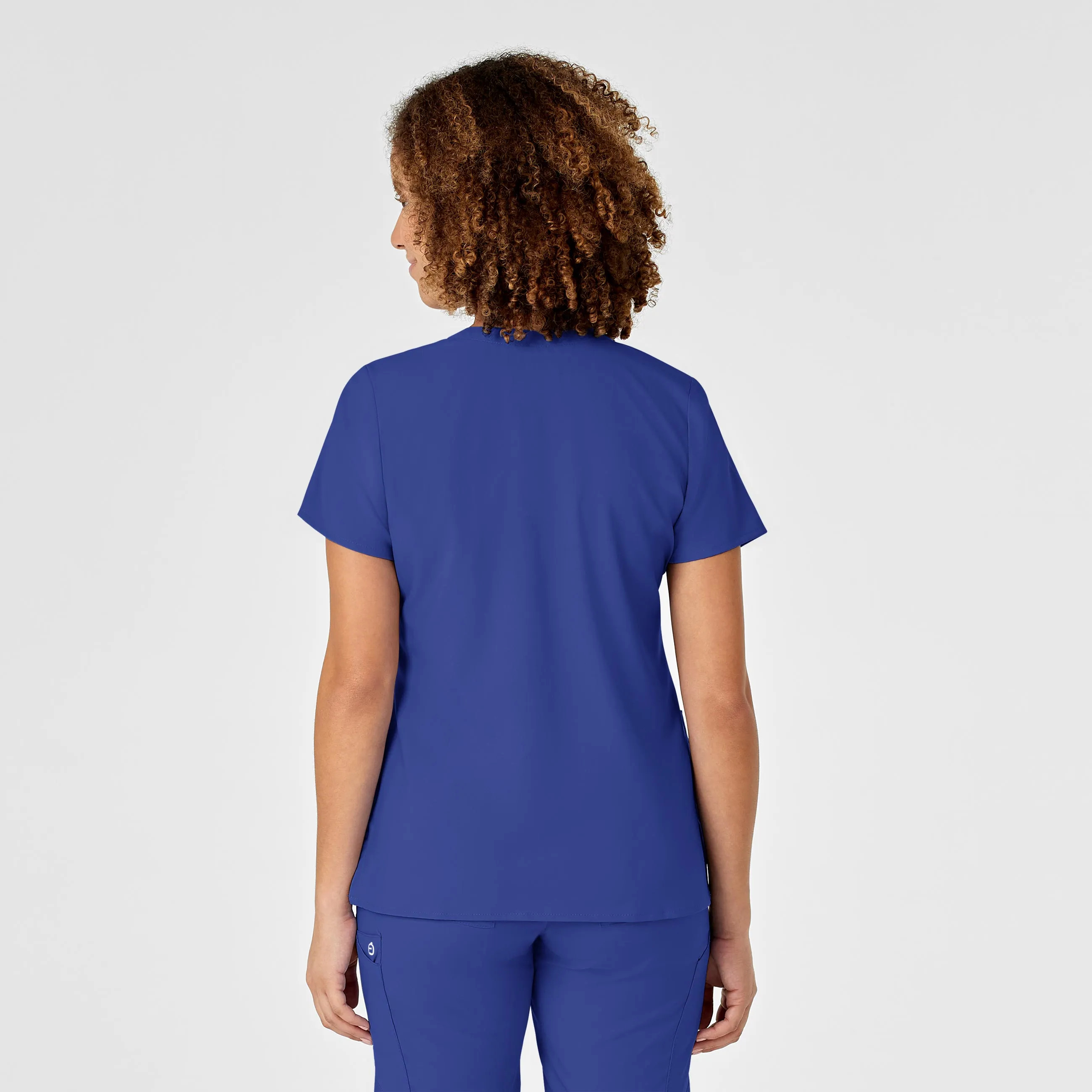 W123 Women's Mock Wrap Scrub Top - Galaxy Blue