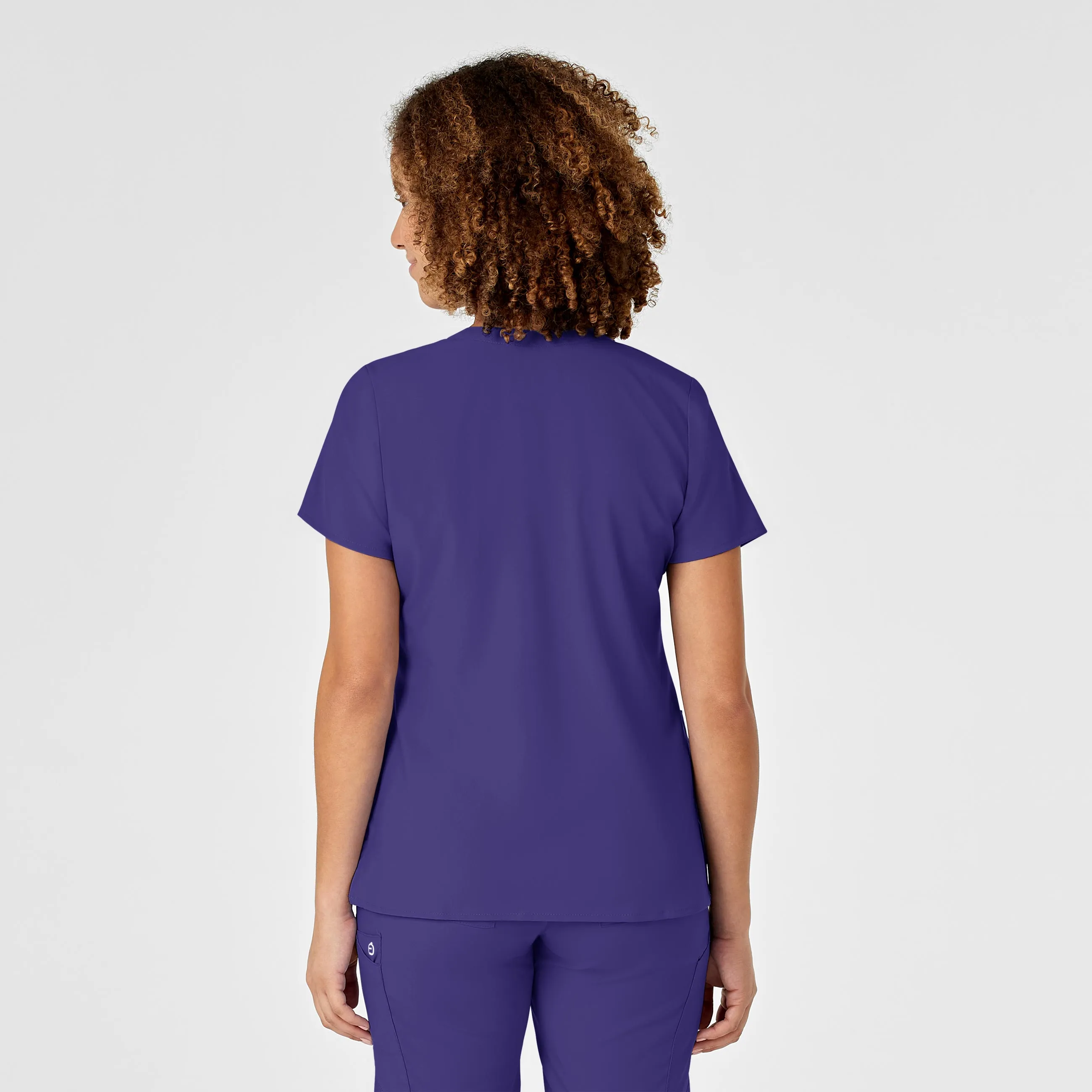 W123 Women's Mock Wrap Scrub Top - Grape