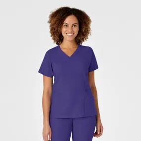 W123 Women's Mock Wrap Scrub Top - Grape