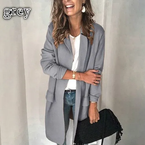 Women's Coat Long Sleeve Blazers Business Solid Color