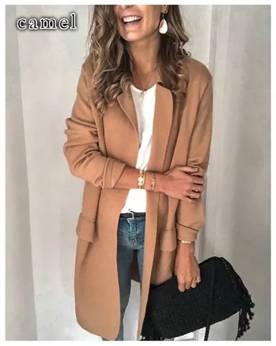 Women's Coat Long Sleeve Blazers Business Solid Color