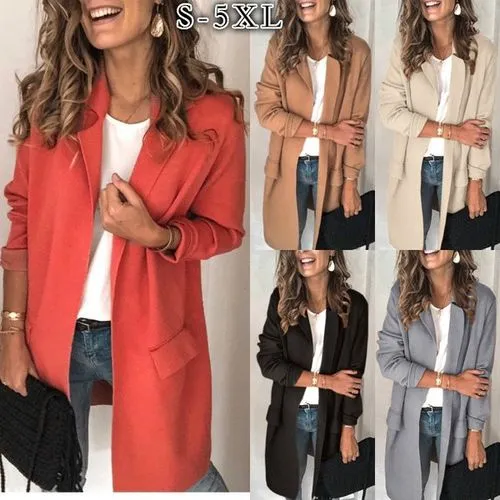 Women's Coat Long Sleeve Blazers Business Solid Color