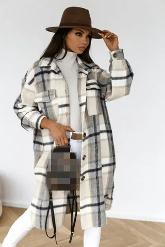 Women'S Fashion Tartan Patchwork Coat