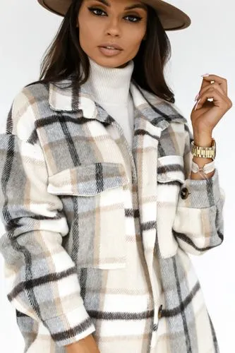 Women'S Fashion Tartan Patchwork Coat