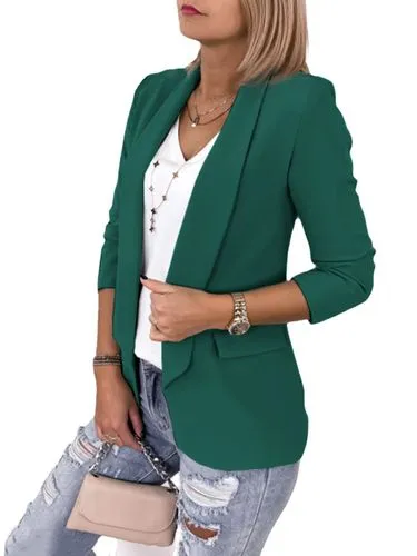 Women's Simple Style Solid Color Pocket Patchwork Placket Coat Blazer